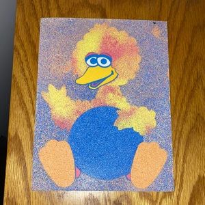 Sesame Street big bird sand and glitter art picture photo